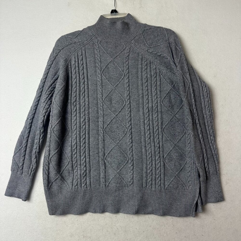 Philosophy Sweater‎ Size M Gray Cable Knit pullover fisherman high neck